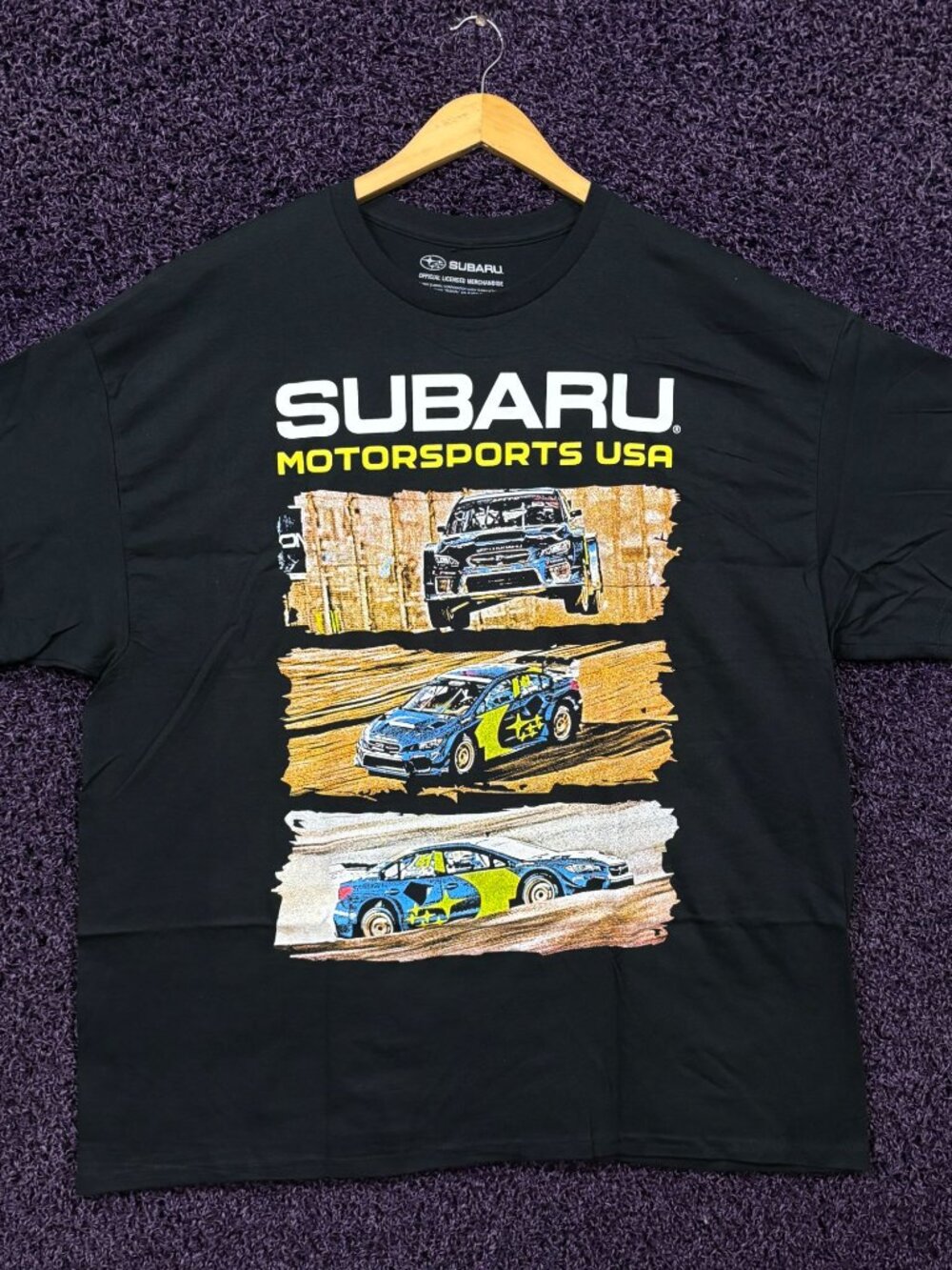 Subaru Motorsports USA Rally Car Racing Poster T-Shirt 2X